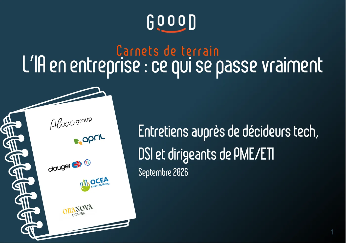 Couverture du carnet de terrain Goood! L’IA en entreprise, ce qui se passe vraiment
